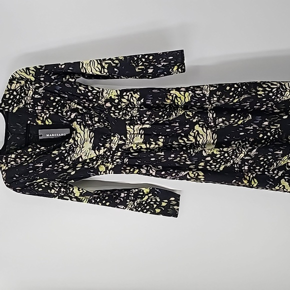 Marciano Black w Green Dark Forest Floral Deep Whimsigoth Vneck Maxi Dress - Picture 15 of 16